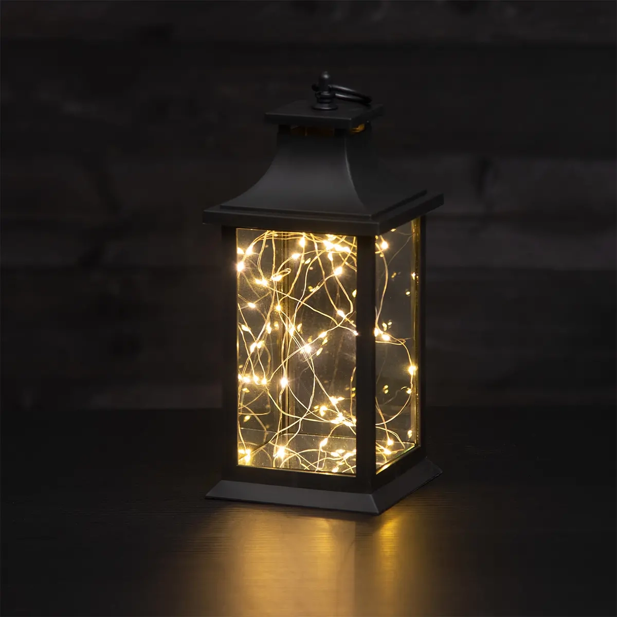 Lykta med dekorativa lampor 40led 30cm svart - LED lyktor - 6410412963451 - 0