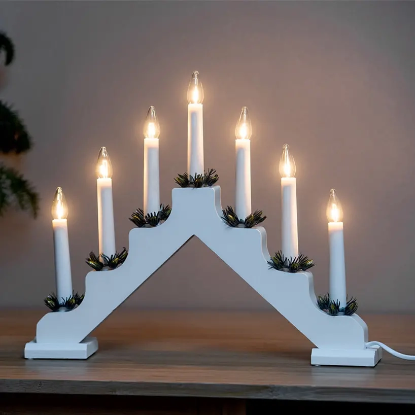 Adventsljusstake Aina 7 ljus vit - Ljusstakar - 6435200299499 - 3