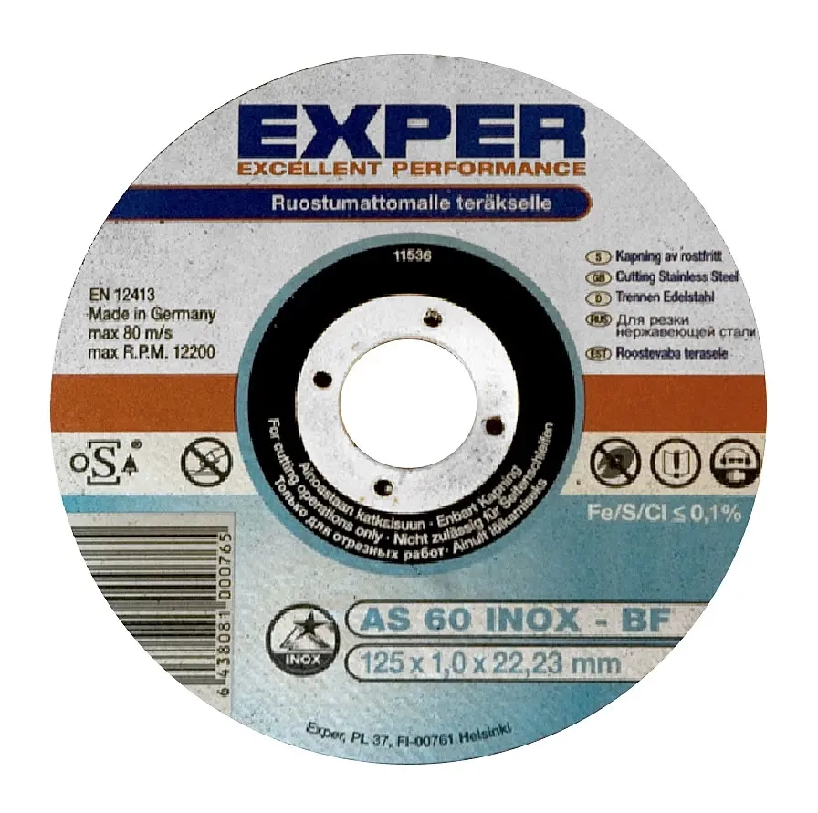 Exper kapskiva Inox 125x1,0x22mm - Vinkelslip kapskivor 125 mm - 6438081000765 - 0