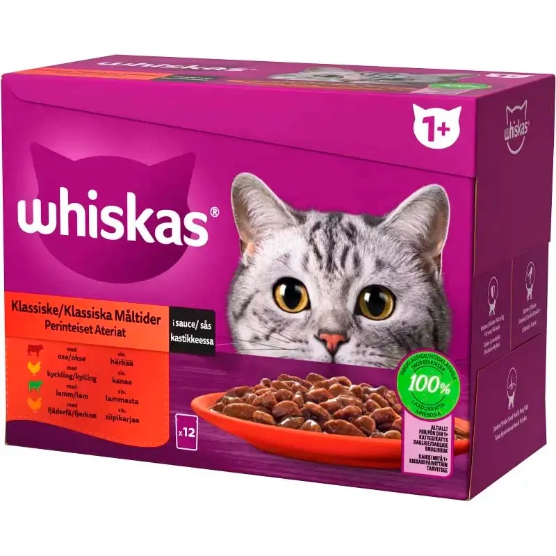 Whiskas 1+ 12x85g Traditionelle Måltider Kattemad - Vådt kattefoder - 3065890154872 - 0