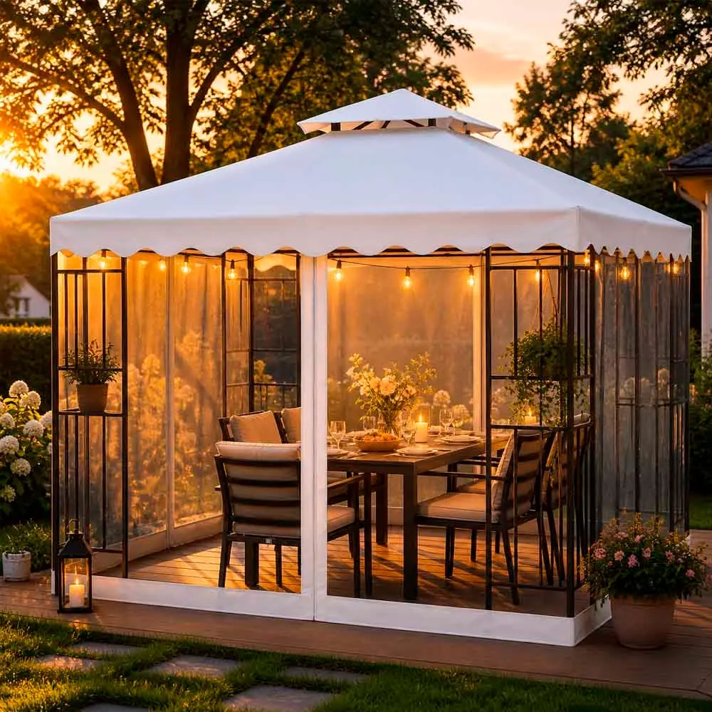 Pavillon Barcelona 3x3m hvid - Pavilloner og pergolaer - 6438168117980 - 1