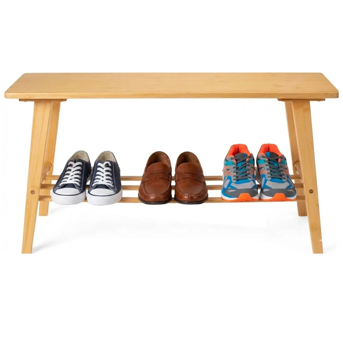 Bænk med skohylde Bambus 80x30x40 cm - Tøjstativ og skostativ - 8721461023217 - 1