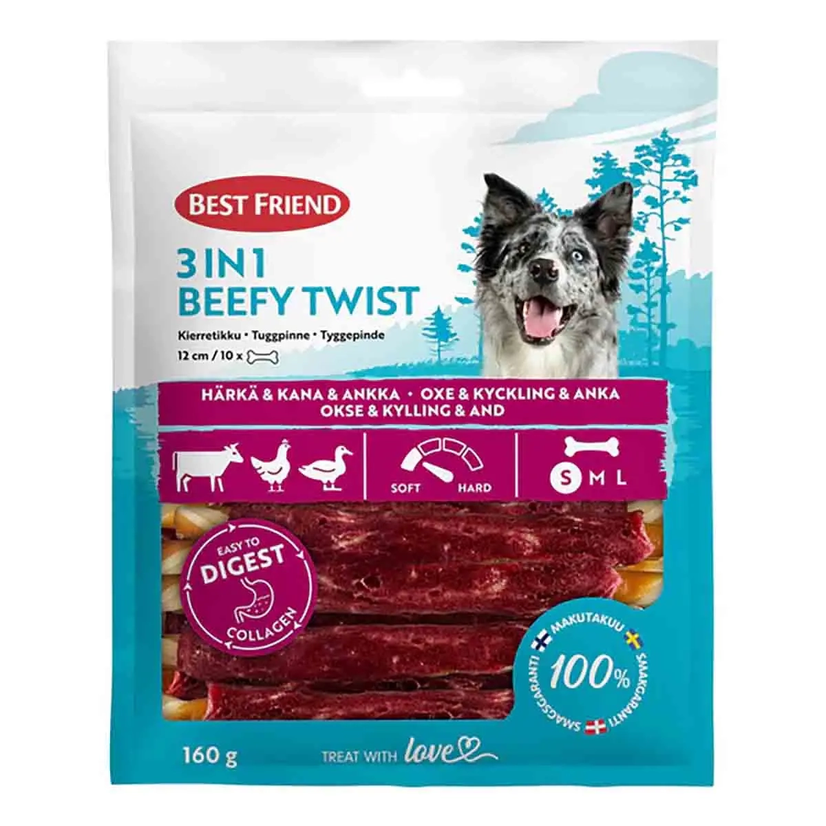 Best Friend Beefy Twist Skruvpinne 3i1 - Hund tuggben, tuggpinnar och tuggrullar - 5700551173332 - 0