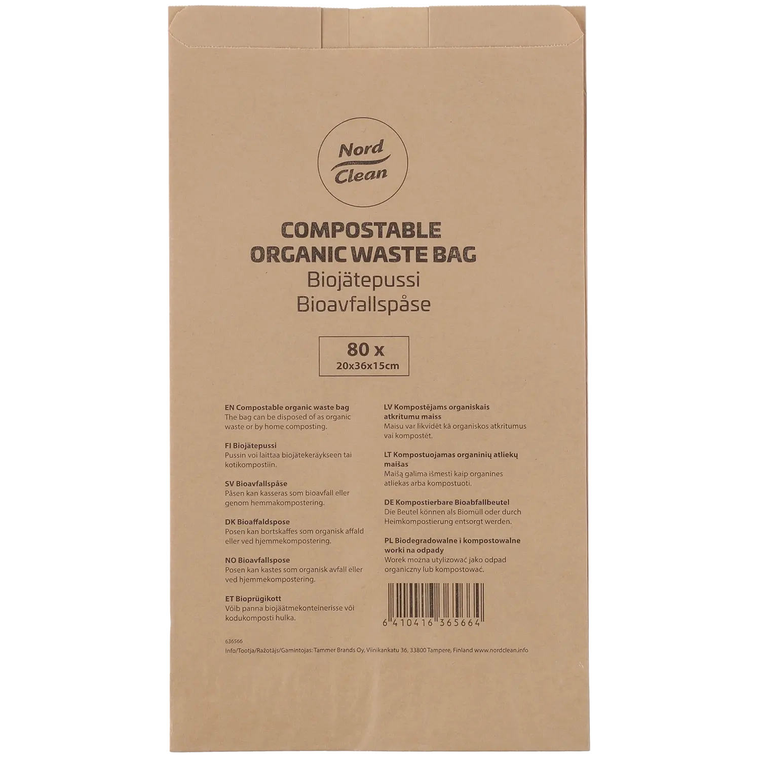 Bioaffaldspose papir 80 stk - Affaldssække og affaldssække - 6410416365664 - 0