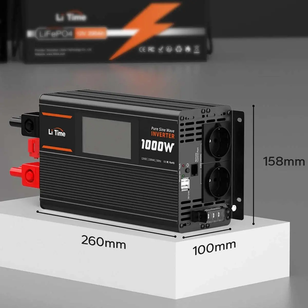 Inverter 1000W 12V med fast kontrollpanel - Inverter för bilar - 6438471348026 - 2