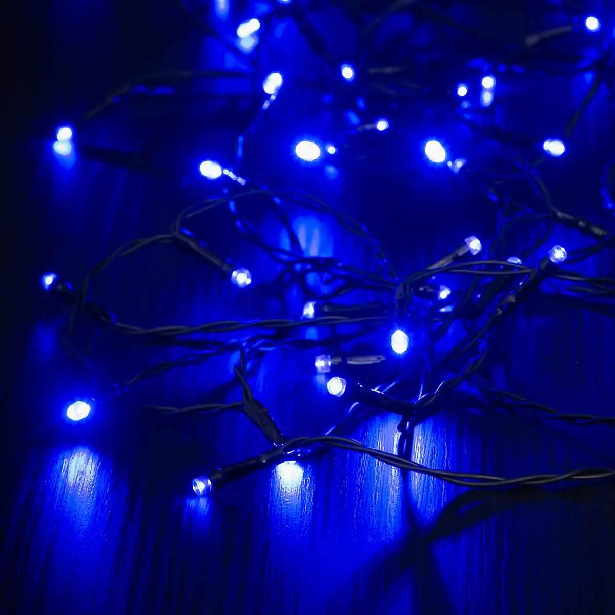 Ljusslinga 80 led blå svart sladd - Ljusslingor och ljuslister - 6410416424279 - 0
