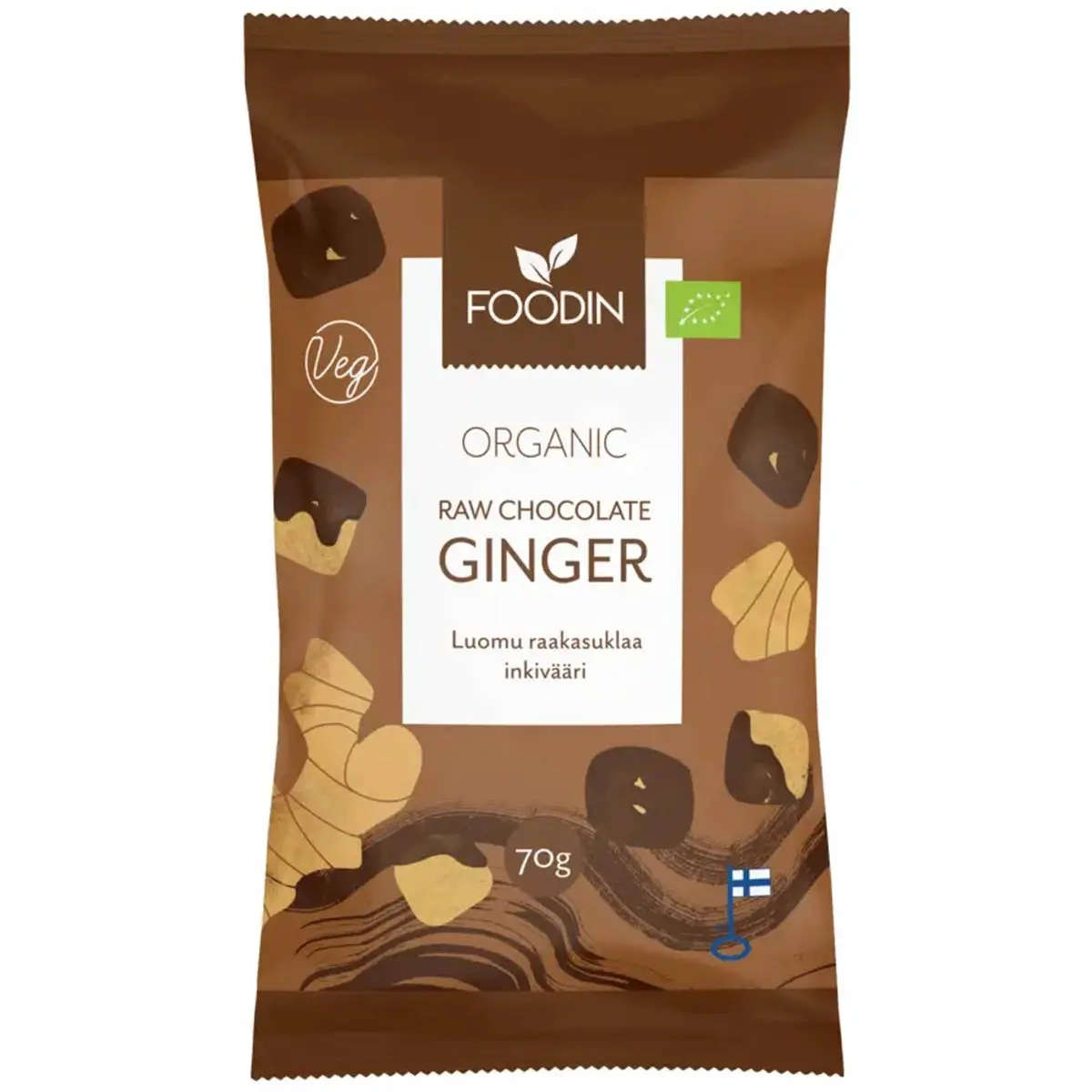 Rå choklad Ingefära 70g ekologisk Foodin - Delikatesser og drikkevarer - 6430055215335 - 0