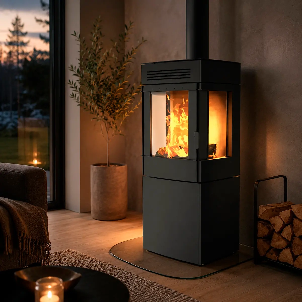 Indbygget pejs Lundberg Breganze 6kW - Pejse og komfur ventilatorer - 6430079601381 - 1