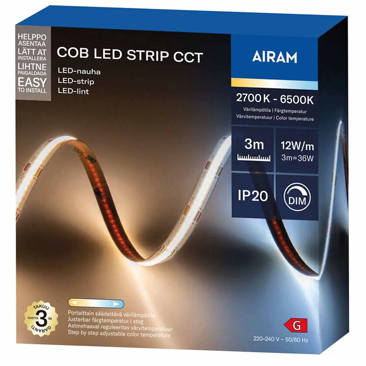 LED-lysbånd Strip COB CCT 24V IP20 3m - LED strip og LED strip - 6435200313461 - 2