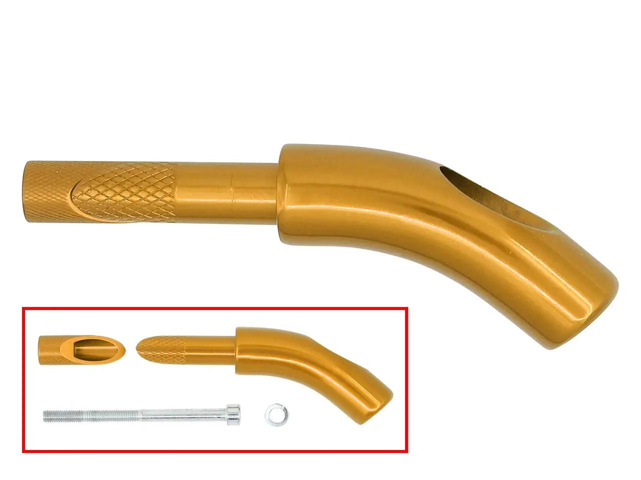Styrstångens ändkrok 45° Sno-X guld - Snöskoter handtag - 6438235232585 - 0
