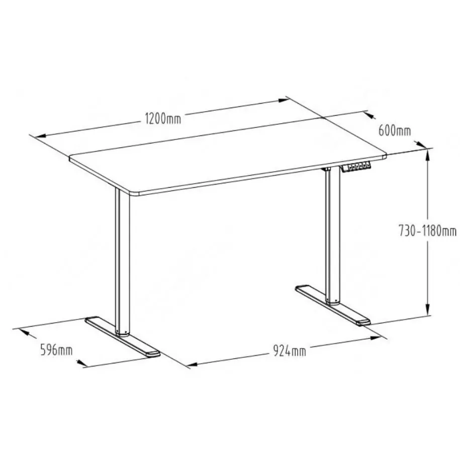 Loctek Elektrisk Skrivebord Sort 1200 x 600mm - Kontormøbler og stativer - 6438471023312 - 5