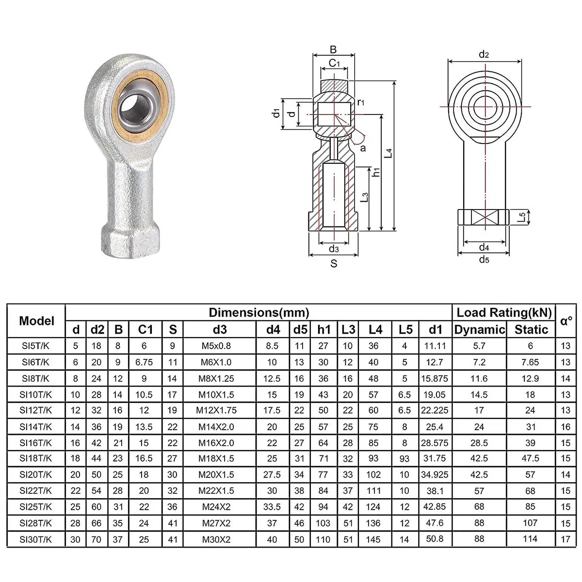 Niveleddetak S16 6mm Højre Hun - Lejer og kuglelejer - 6438471272291 - 3