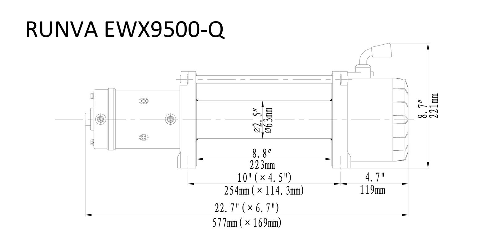Vinse Runva EWX9500Q 4309kg med wiretrumma - Bilspil - 48776565545 - 6