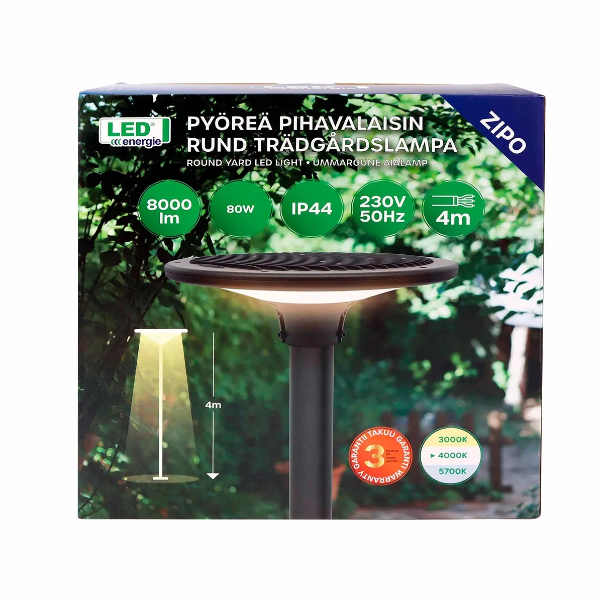 Udendørs rund lampe 80W 380x125mm - Væglamper og udendørs terrasselamper - 6418536034781 - 4