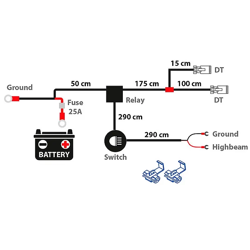 Ledningskit til to lys Deutsch 300W. - Biltilbehør og ledningsnet - 6438255400230 - 1
