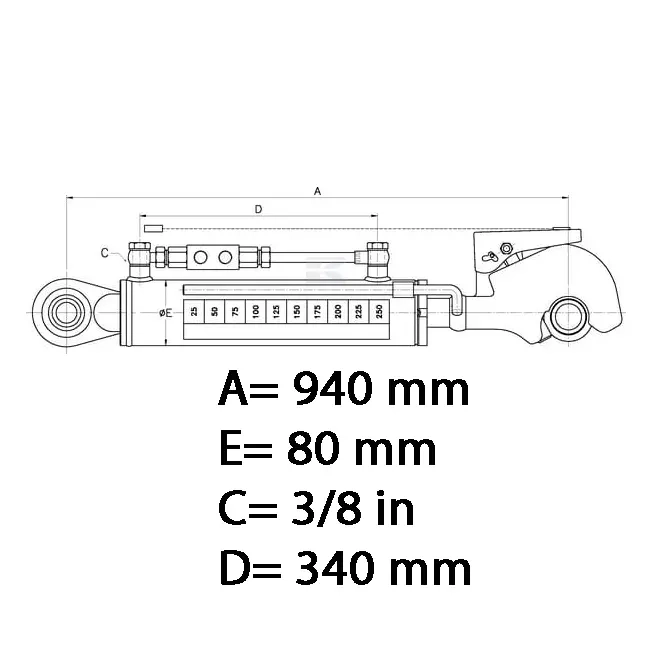 Hydraulisk trykarm 70 og slange 900 - Traktorspil og tilbehør - 6438471344059 - 1