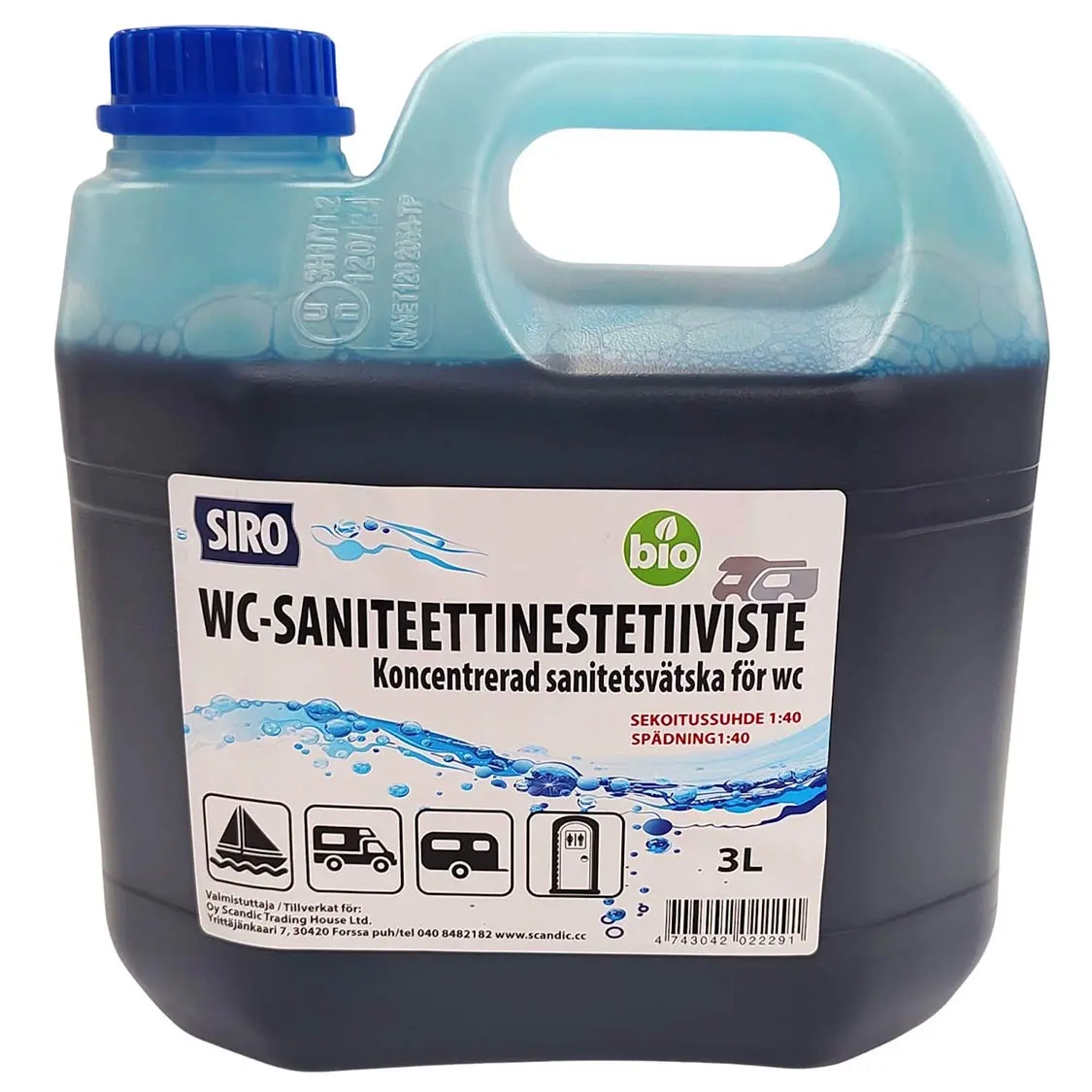 WC-sanitetsvätska SIRO Bio&nbsp;3 L - Camping reservdelar och tillbehör - 4743042022291 - 1