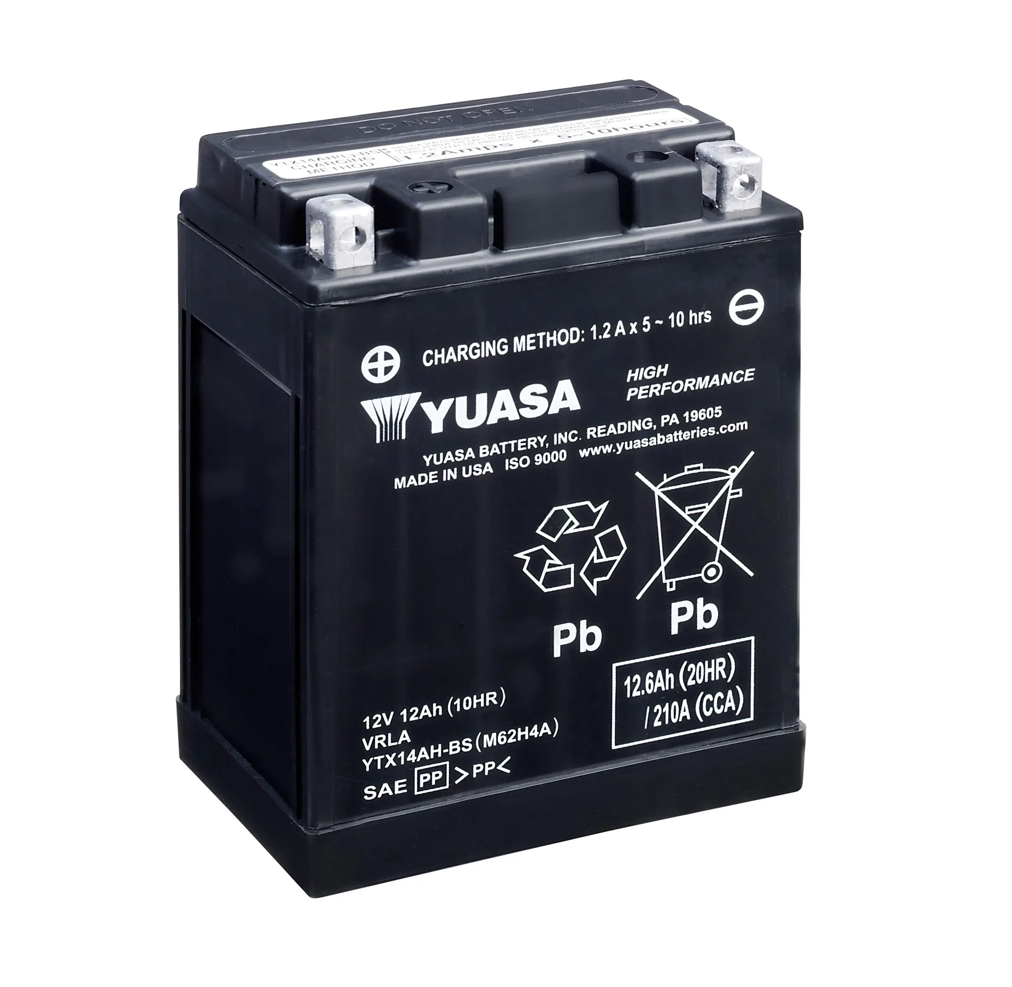 Batteri Yuasa YTX14AH-BS 12V 12Ah - Småmaskin batterier 10-30Ah - 5050694043369 - 0