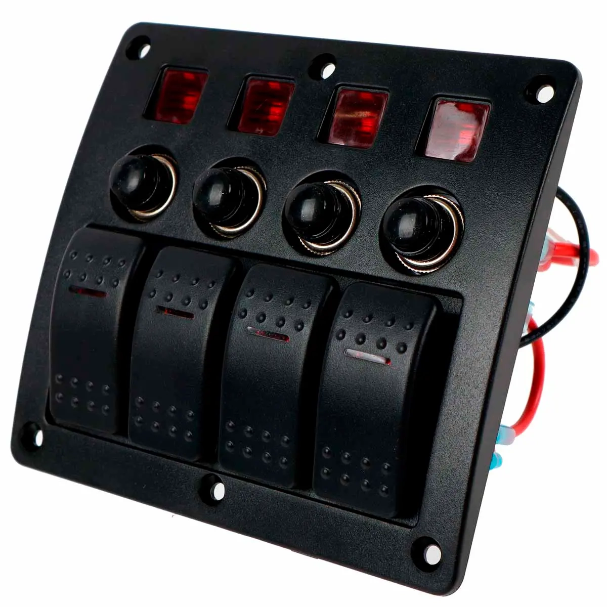 Brytarpanel 12V 4 brytare - Båt uttag och strömbrytare - 6418536033036 - 0