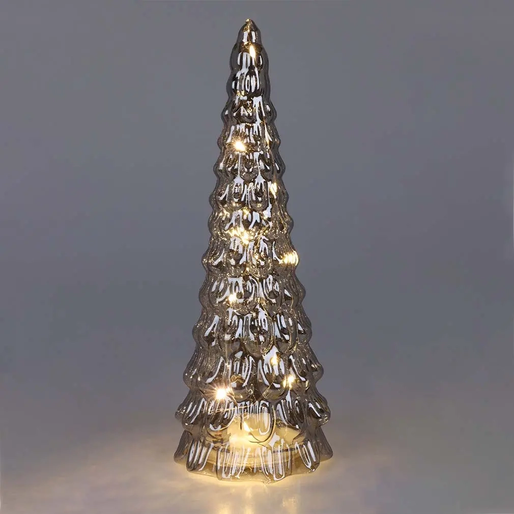 Juletræ Xmas led 24cm grå - Bord stearinlys dekorationer - 8721037225267 - 0