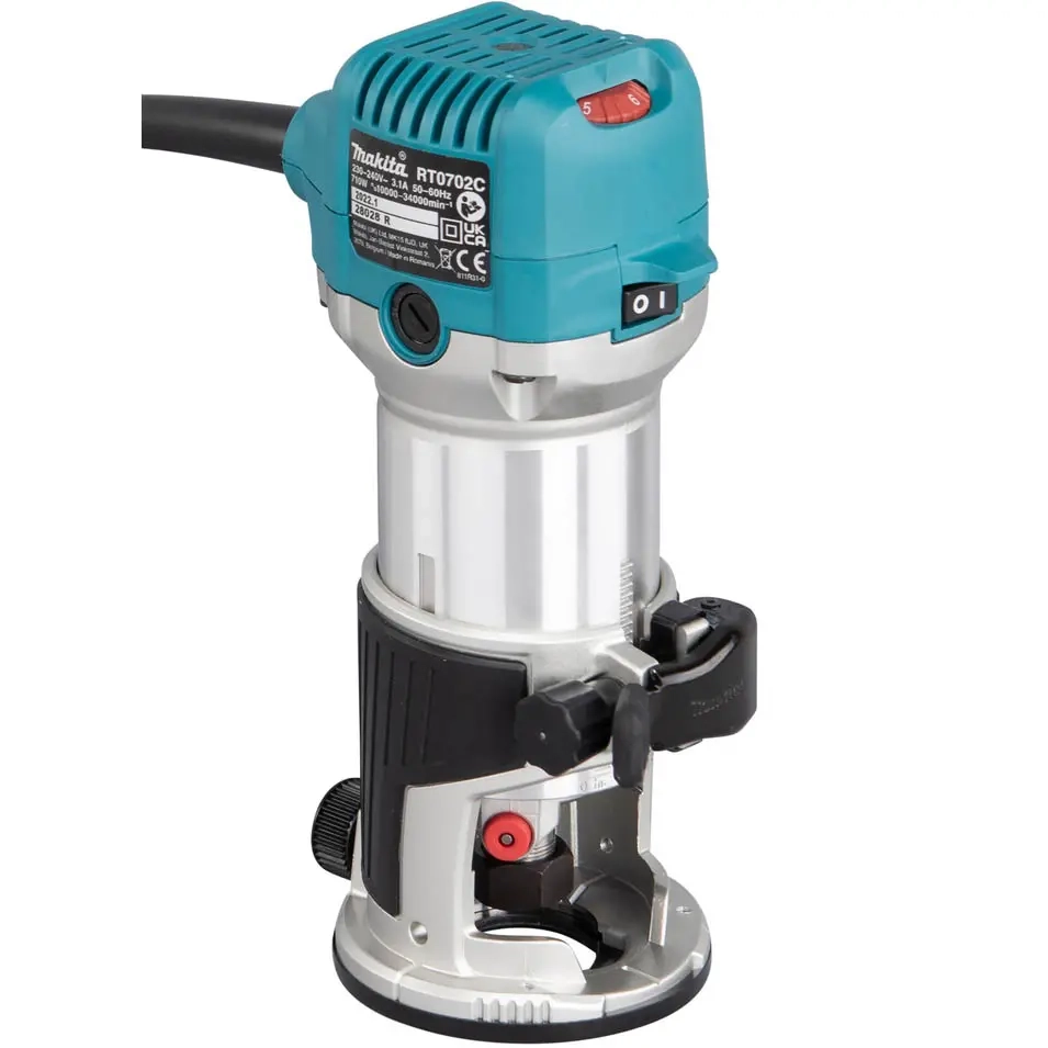 Makita RT0702C handöverfräs 6/8mm 710W - Hyvlar, fräsmaskiner och svarvar - 088381752619 - 2