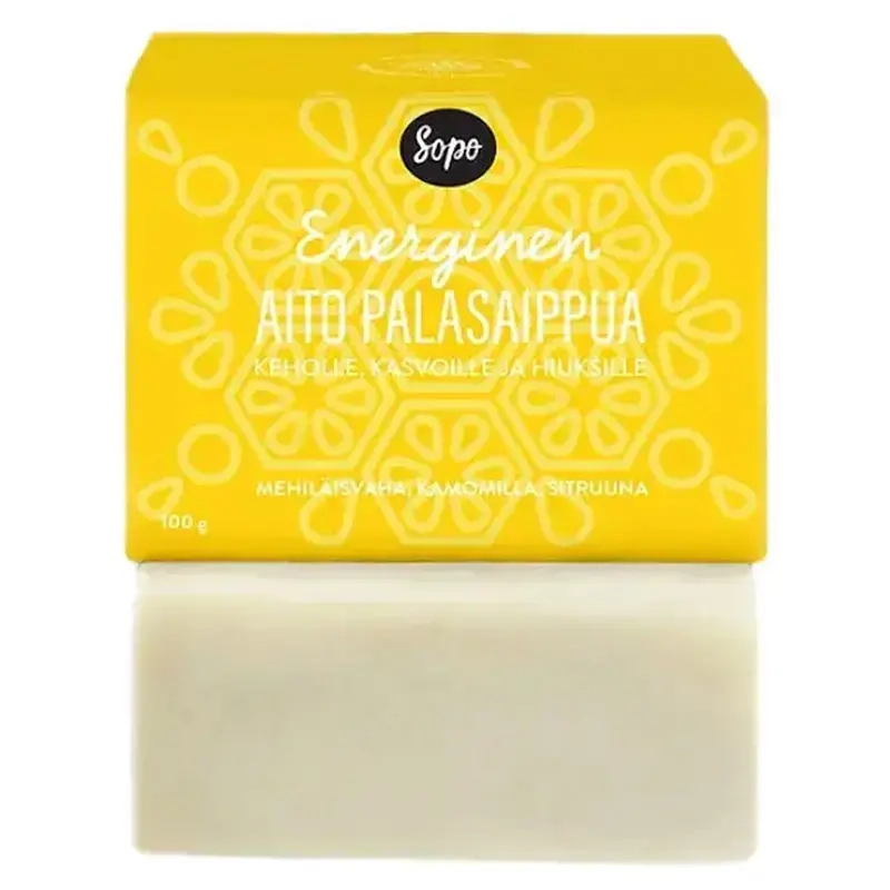 Sopo Energisk Äkta Tvålbit 100g - Naturlig kosmetika - 6430070050140 - 0