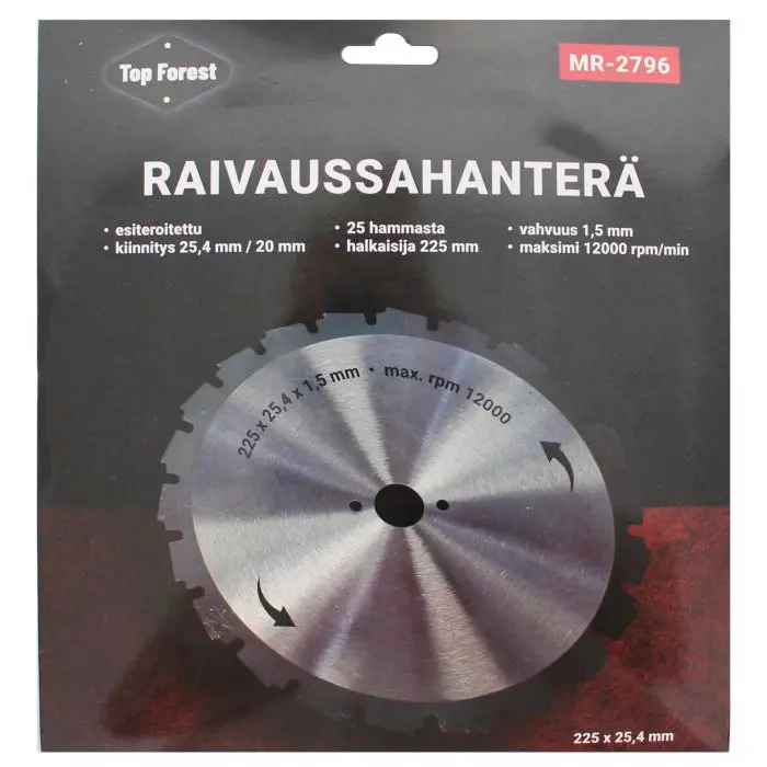 Röjsågsklinga 225 x 25,4x1,5 mm hylsa - Röjsåg blad - 6430074696054 - 1