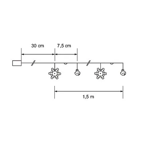Ljusslinga Snöflinga & Klocka 1,5m - Batteridrivna ljusslingor - 6435200313904 - 2