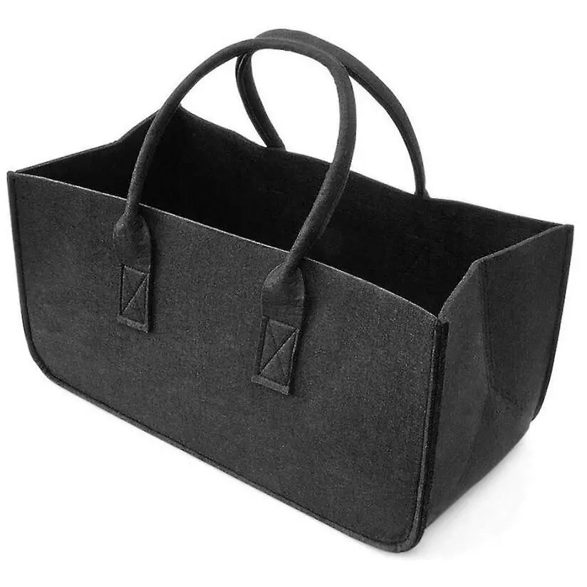 Vedväska Soft Wood 55x25x25cm mörkgrå - Vedkorgar och spisredskap - 6438168115573 - 0