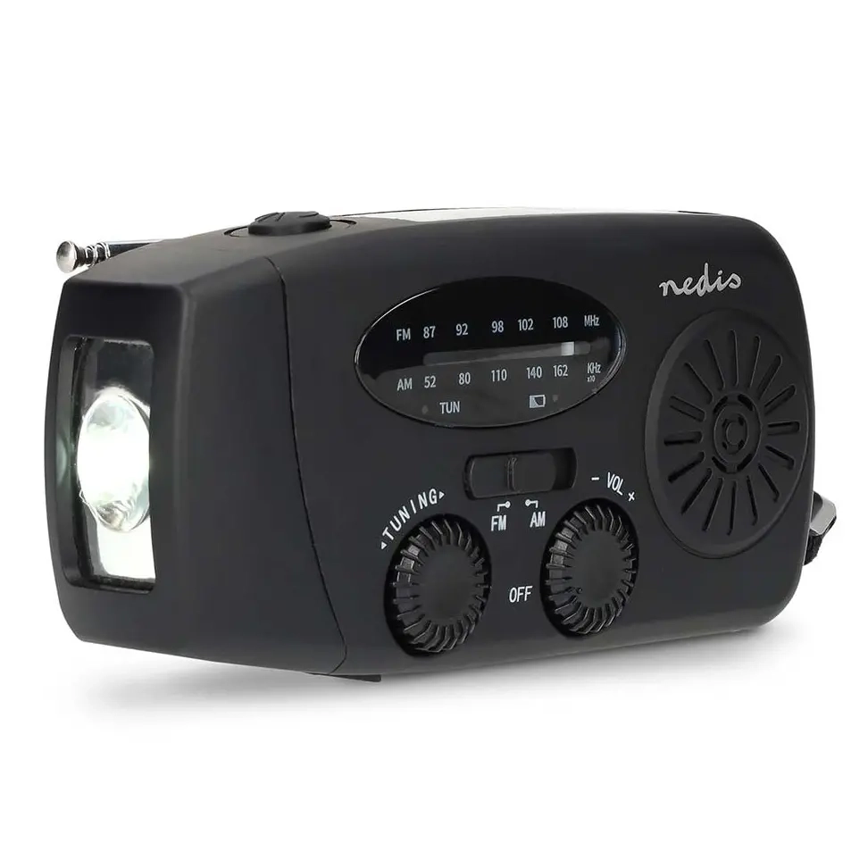 Nød-radio AM/FM med 2000mAh lommelygte - Stereo og clockradio - 5412810471447 - 0