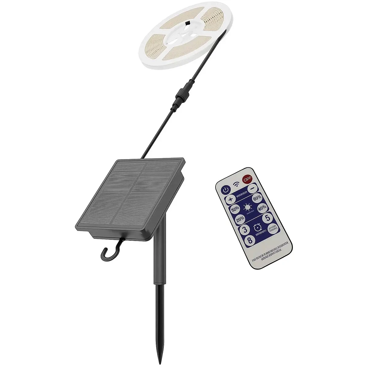 LED-strimmel Solar 2m IP44 4000K 1,2W - Solcellebelysning - 6418536037539 - 0