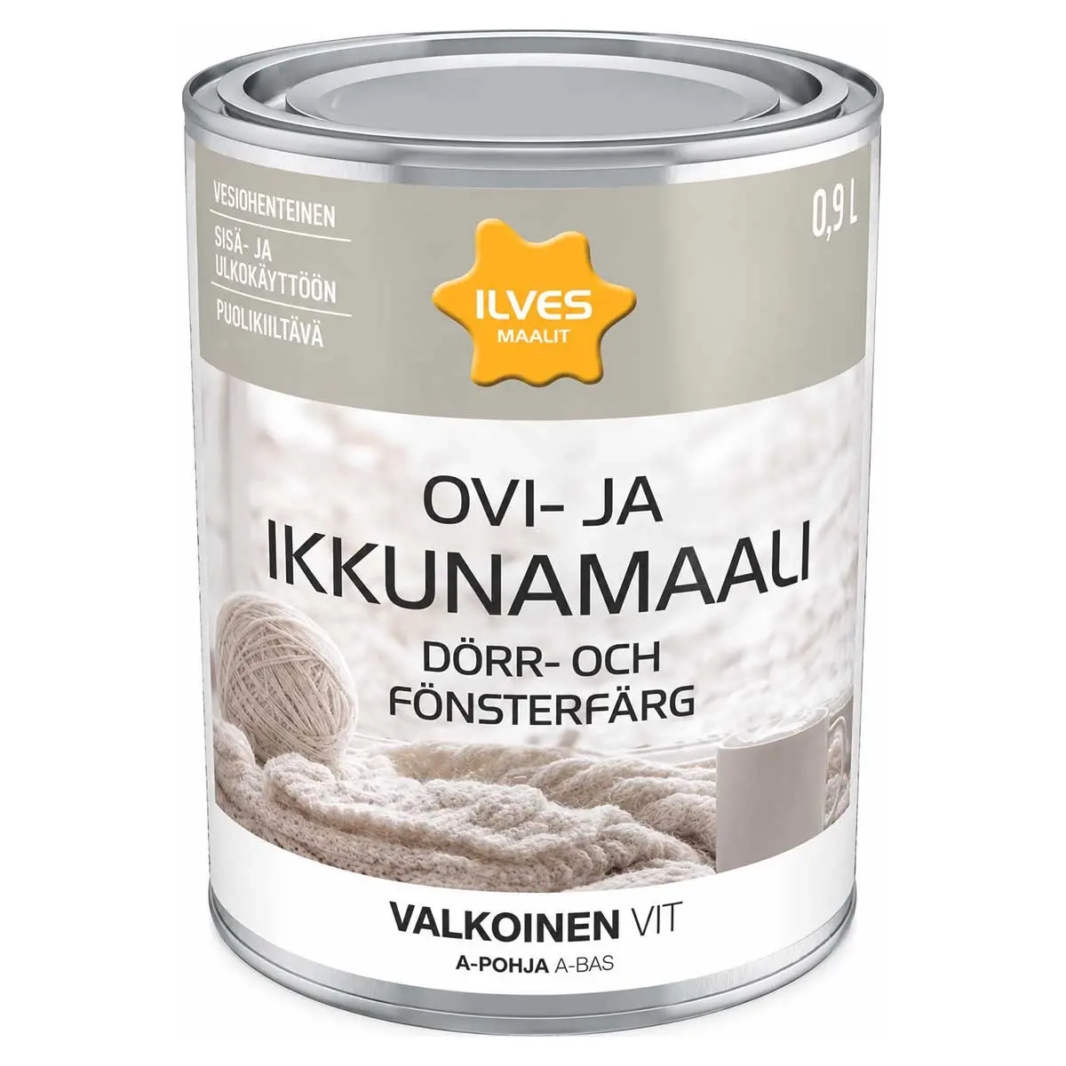Ilves Dør- og Vinduesmaling A-grund 0,9L - Træolier og konserveringsmidler - 6430026958841 - 0