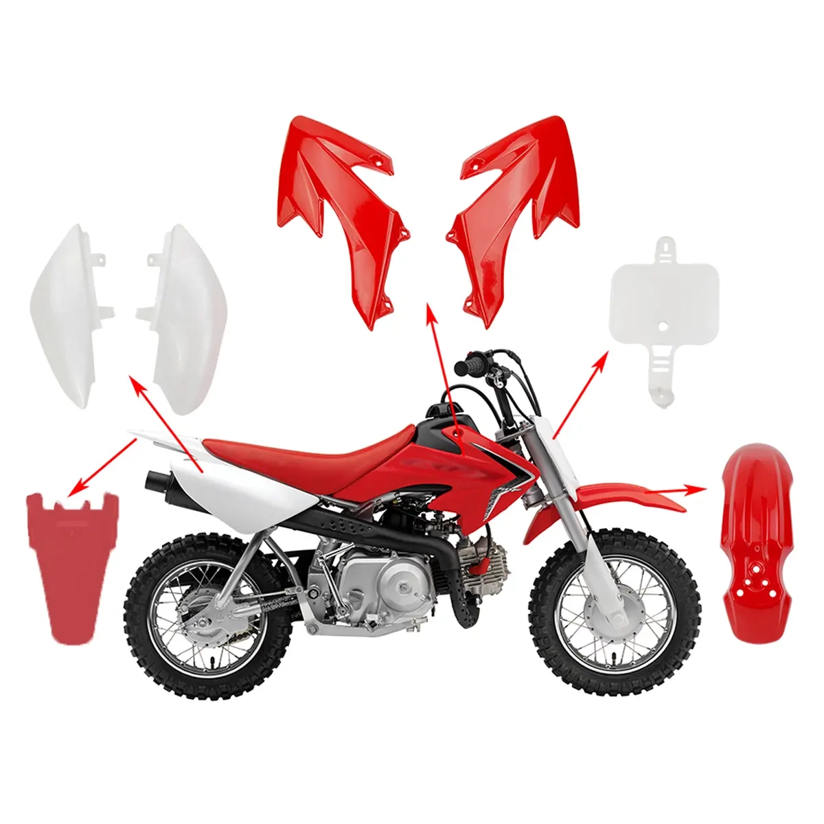 Kædeskærm CRF look rød 50-125cc - Motocross og knallert display - 6438471028362 - 1