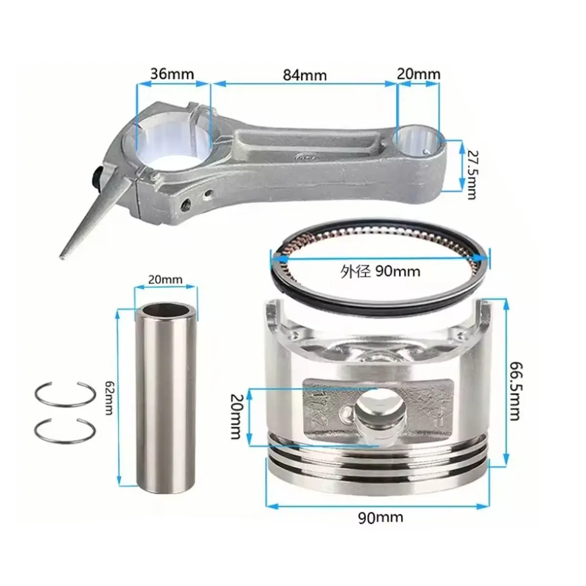Kolbesæt GX420 15 hk - Udskiftning af motor og reservedele - 6438471336467 - 1