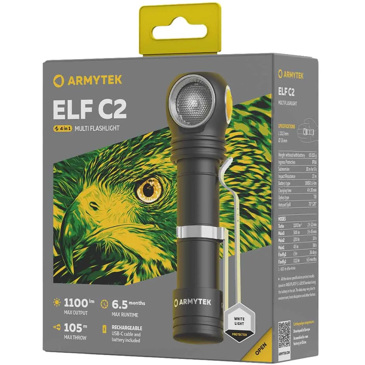 Pannlampa Armytek Elf C2 USB-C PCB White - Ficklampor och handlampor - 6957713005355 - 10