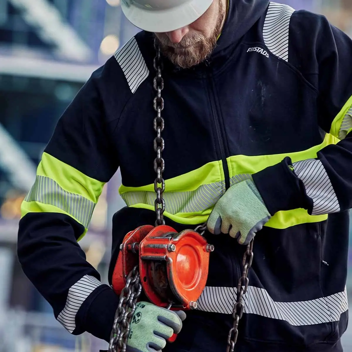 Collegejacka med huva High vis lk 1 7532 - Arbetsjackor och arbetströjor - 7322304292756 - 4