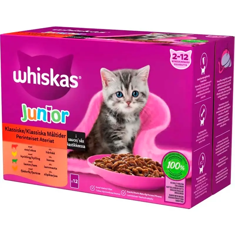 Whiskas Junior 12x85g Traditionelle Måltider - Vådt kattefoder - 4008429155871 - 0