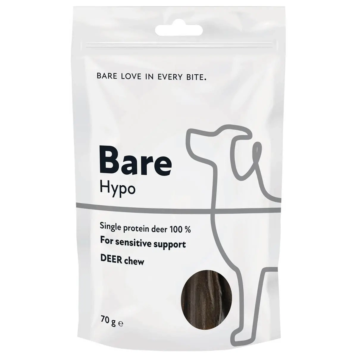 Hundens tyggeben Bare Hypo Hjort 70g - Hundegodbidder og lækkerier - 5700551173707 - 0