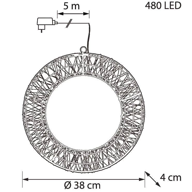 Lysekrans Airam Karo 480 led 38 cm - Lys dekorationer udendørs - 6435200297983 - 2