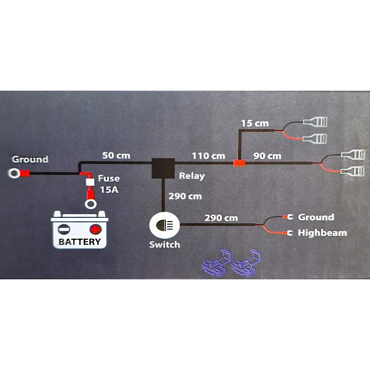 Extraljusanslutningssats 12V - Kabelsatser och kontakter för extraljus - 6438255400056 - 2