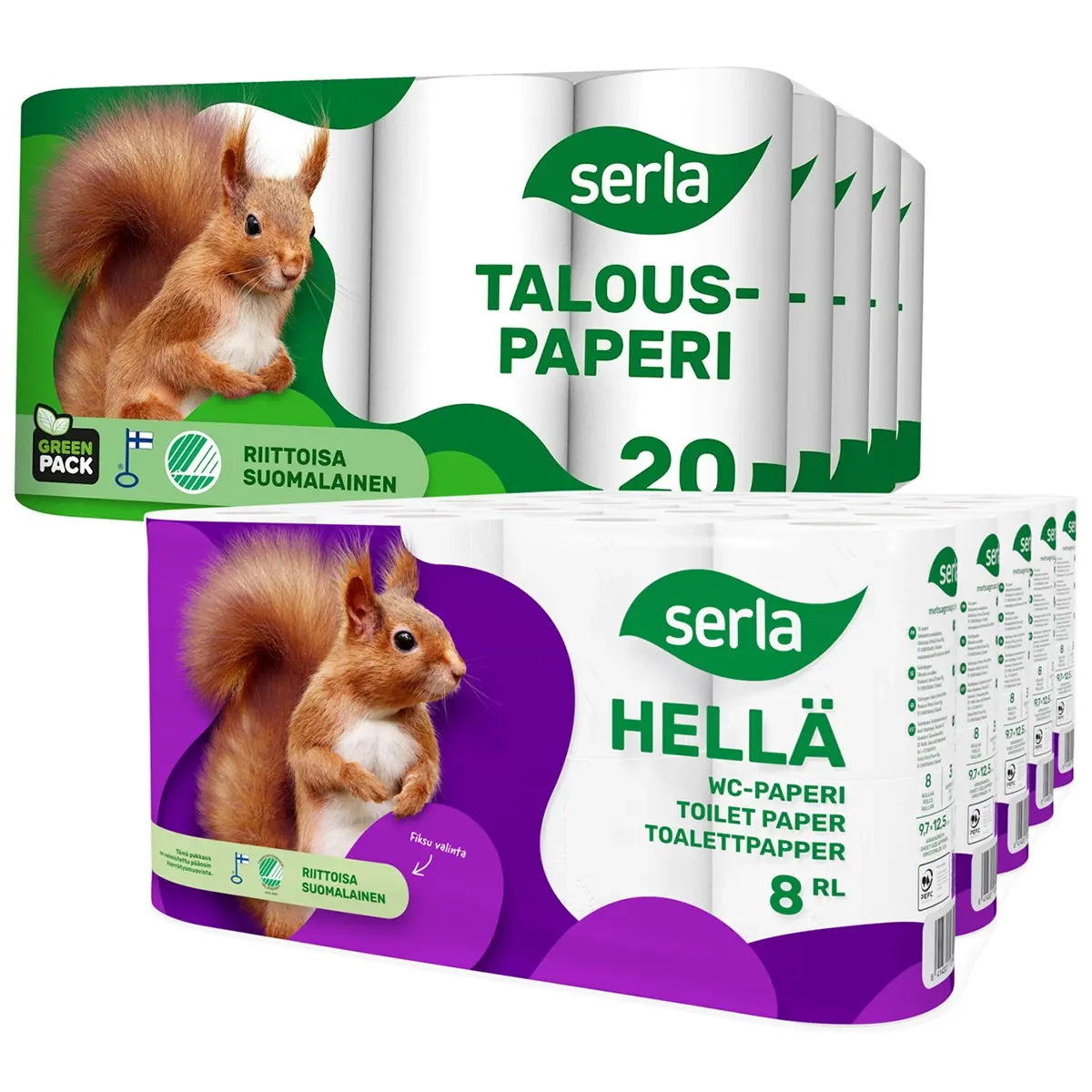 Serla WC-papper 40 rullar + Hushållspapper 20 rullar - Toalettpapper och hushållspapper - 6438471350432 - 0