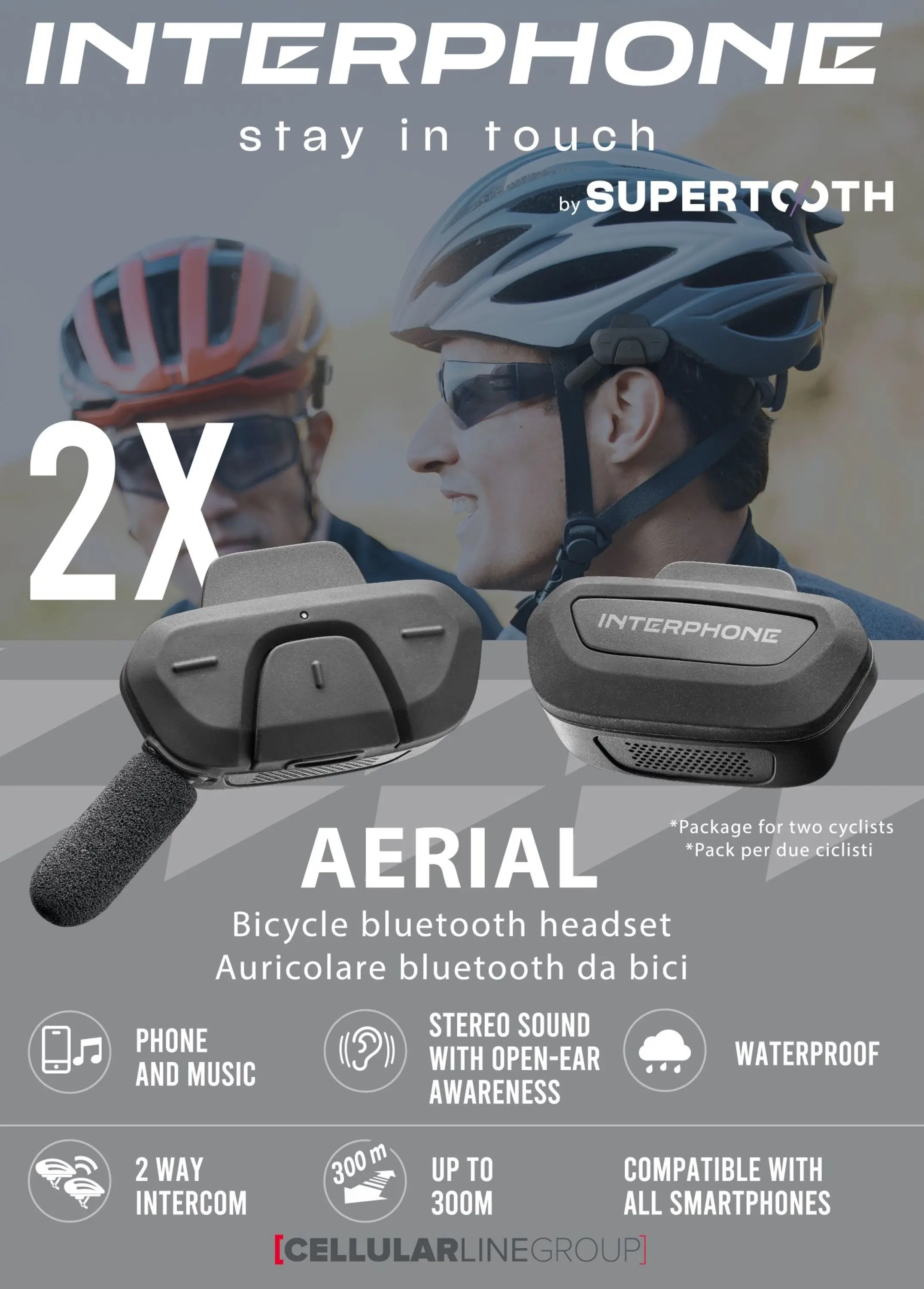 Interphone Aerial cykel BT headset Twi -  - 8018080500930 - 0