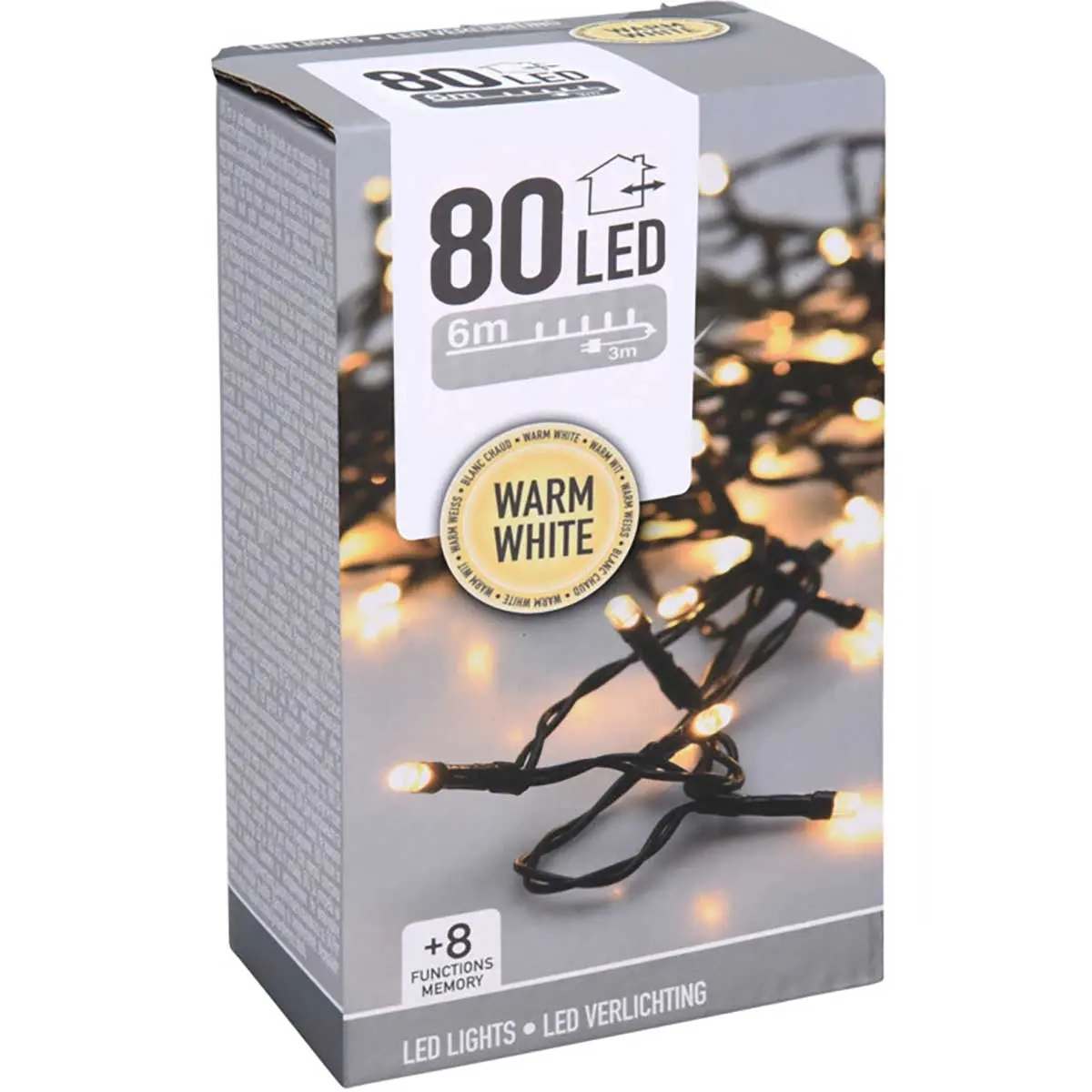 Ljusslinga 80 LED varmvit 6m - Ljusslingor utomhus och inomhus - 8719202259414 - 1