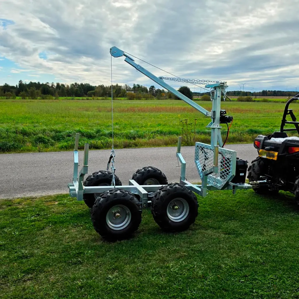 Timmervagn PuffelSolo 1000 kg med kran och vinsch - Släp och timmervagnar för ATV - 6438471355390 - 8