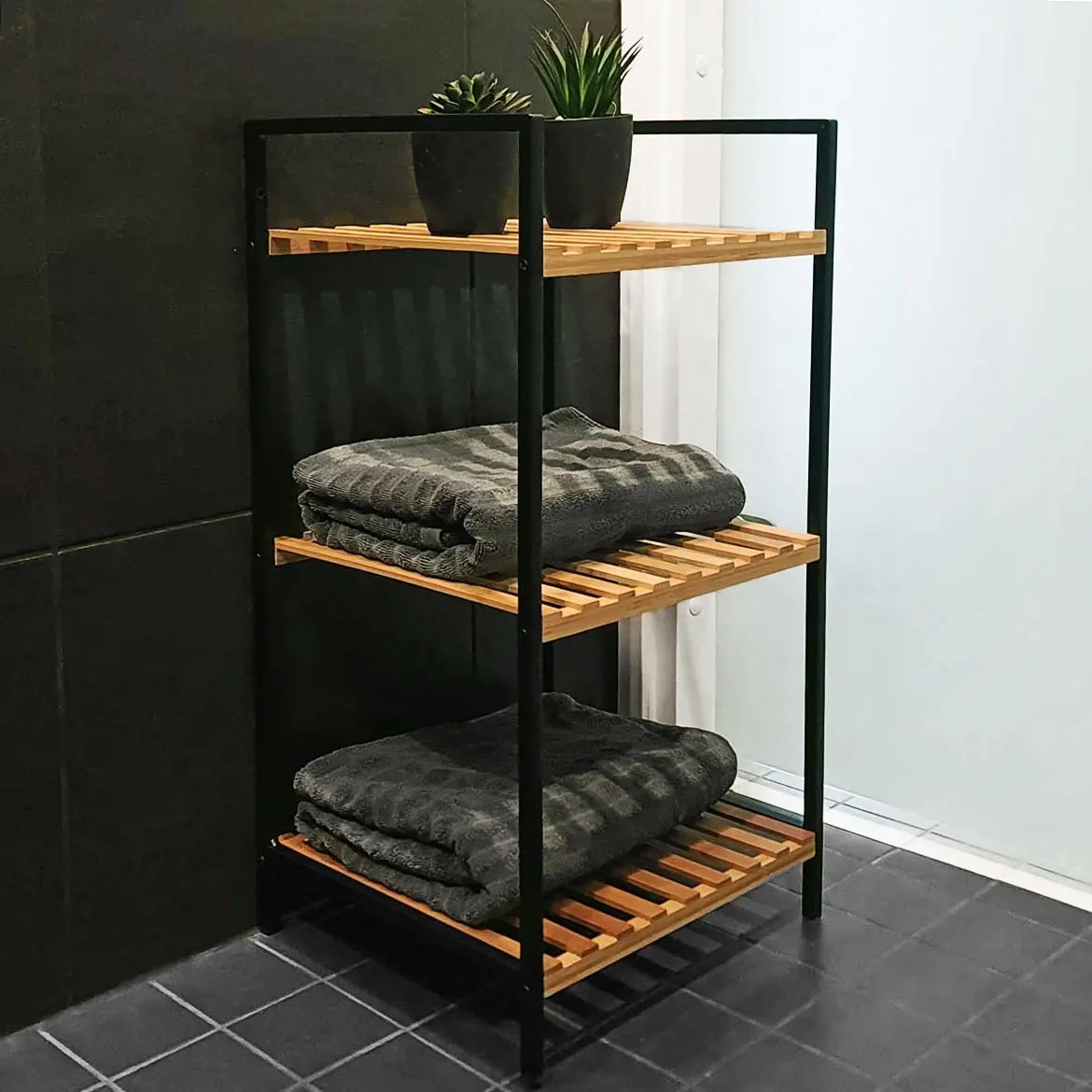Badrumshylla Korfu bambu 3 hyllplan - Vägghyllor och hyllsystem - 8719987094491 - 0