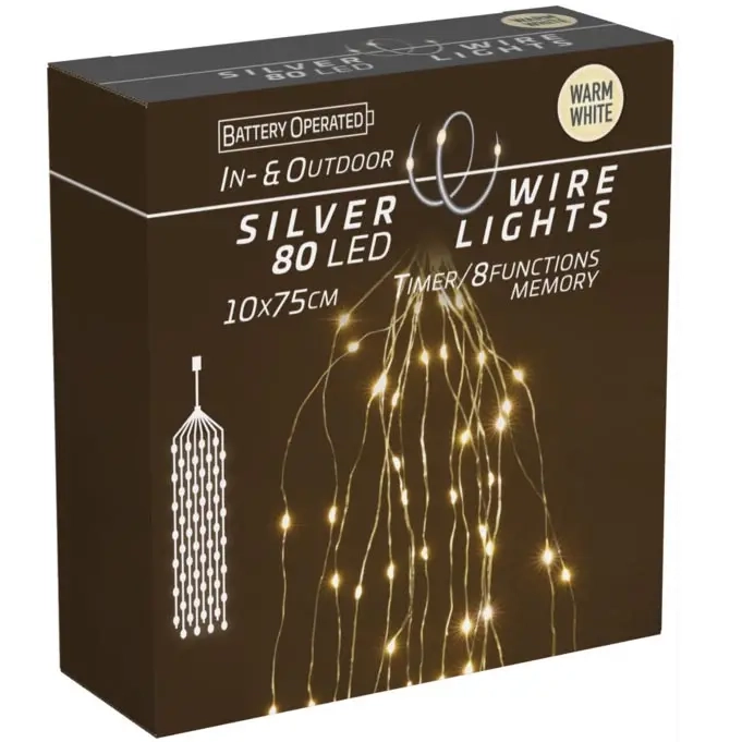 Ljusslinga 80LED varmvit 10x75cm med timer - Ljusslingor och ljuslister - 8720573666039 - 1