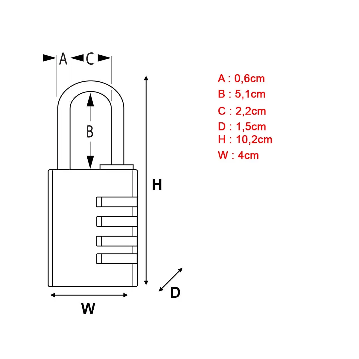 Numerolukko 40mm hængelås Masterlock - Hængelås - 3520190937087 - 2