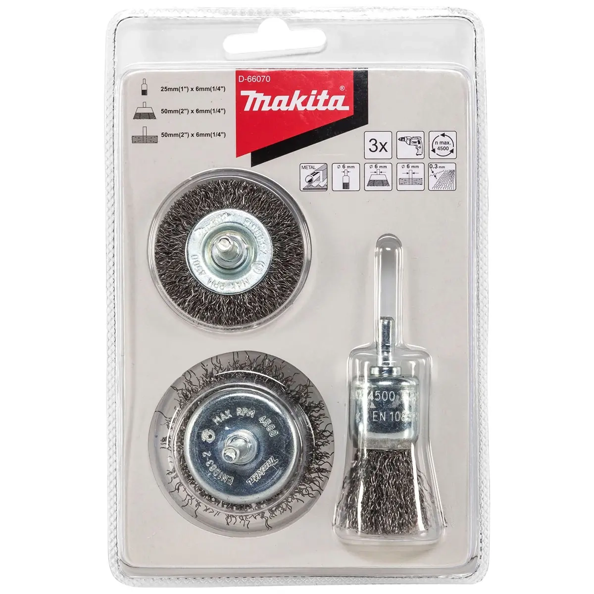 Makita stålbørstesæt 3-delt - Boremaskine stålbørster - 088381543262 - 0