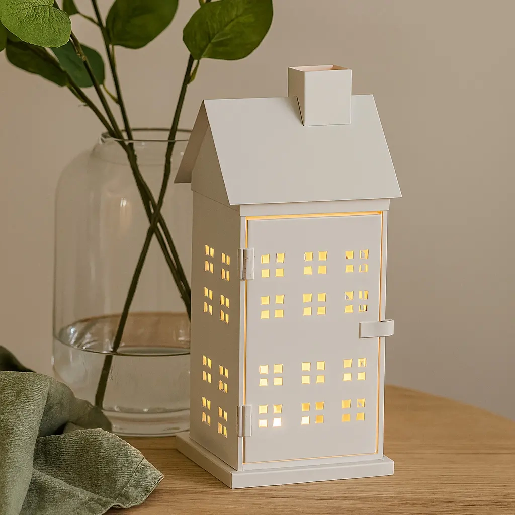 Lanterne Hus hvid 34 cm - Lanterne - 6410416406596 - 1