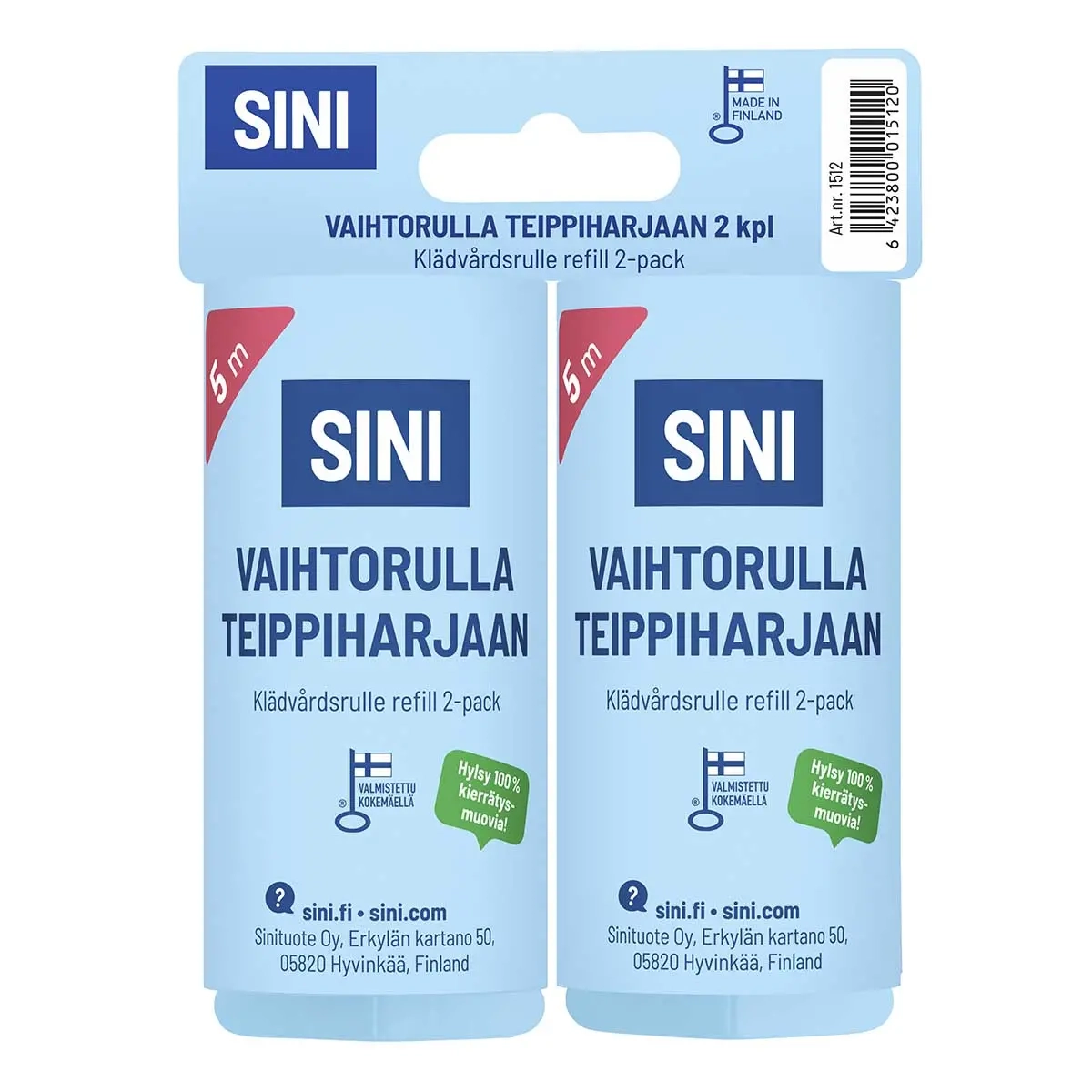 Blå Tapebørste udskiftningsrulle 2stk. - Tøjpleje og opbevaring - 6423800015120 - 0